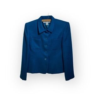 Jones New York Teal Virgin Wool Boxy Jacket Size 10